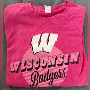 4/$10! Hanes Pink Wisconsin Badgers Tee- Size M